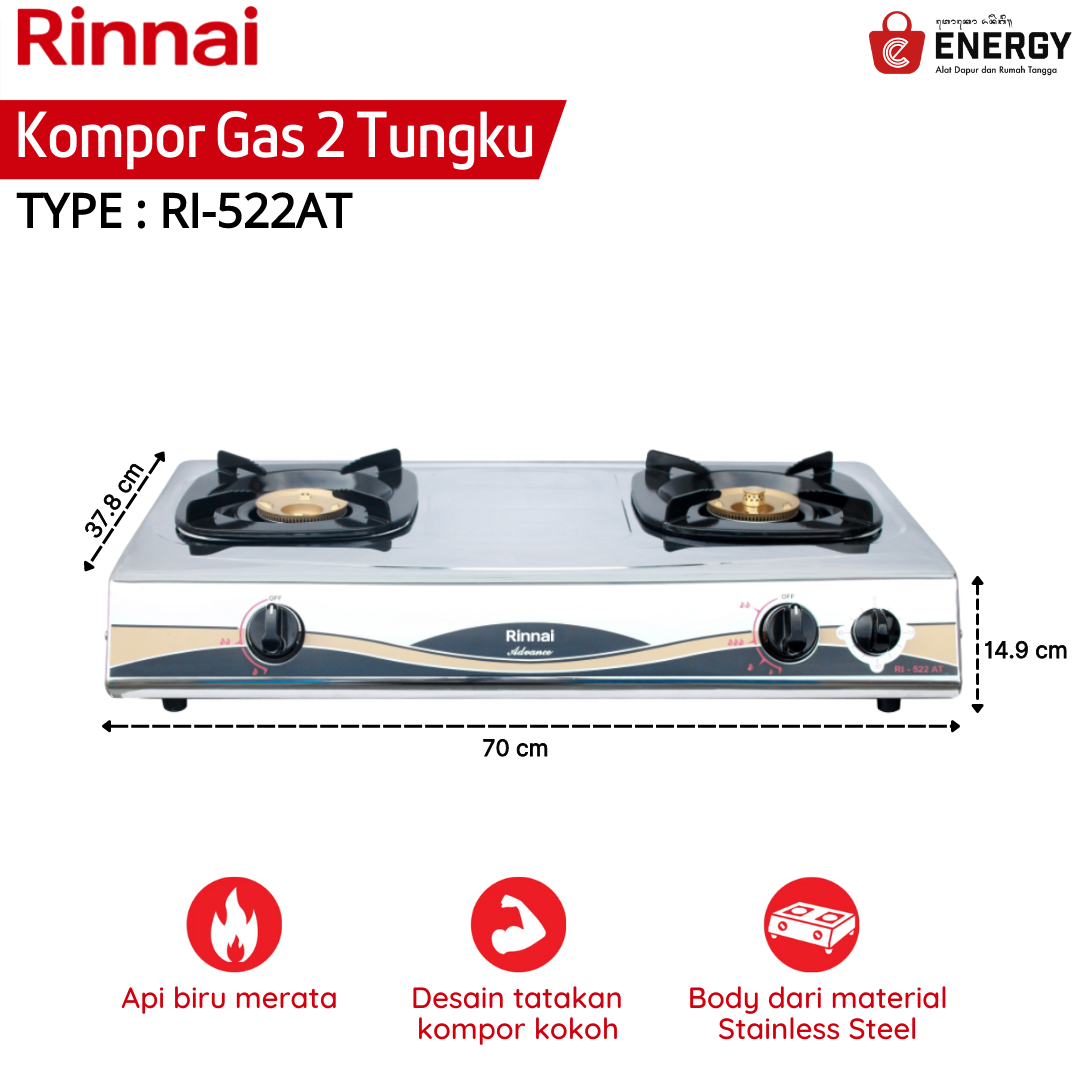 KOMPOR GAS RINNAI RI-522AT - Energy Bali