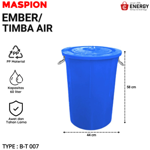 Maspion Timba 60 Liter Bt077 Biru Energy Bali