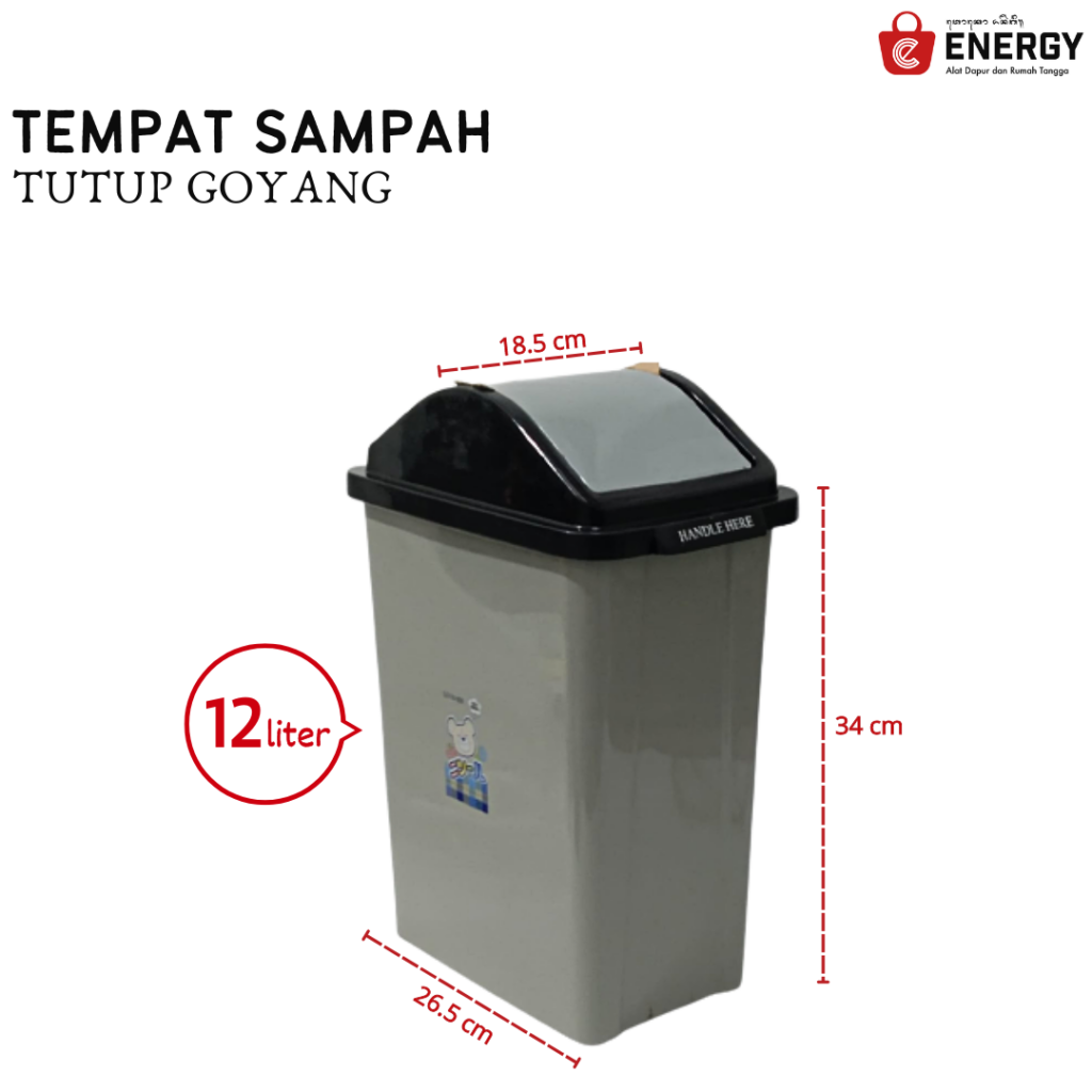 Tempat Sampah Tutup 12 Liter Energy Bali 7048